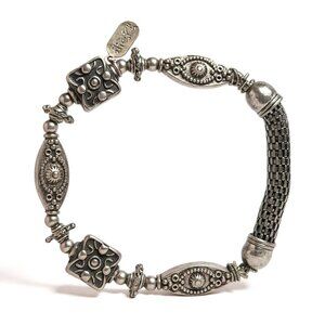 Treska Antiqued Silver Tone Bracelet Signed